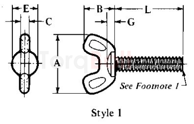 ANSI/ASME B18.17 Type C Style 2 Wing Screws