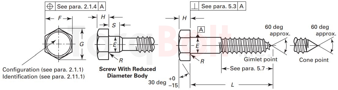 ASME B18.2.1 Hex Lag Screws