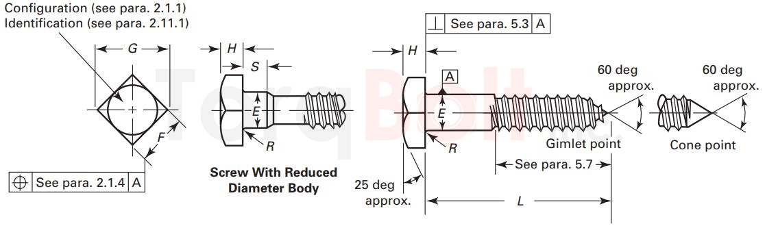 ASME B18.2.1 Square Lag Screws