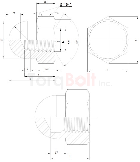 DIN 1587 Hexagon Domed Nuts