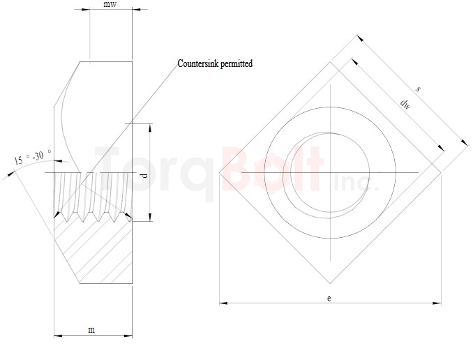 DIN 557 Chamfered Square Nuts