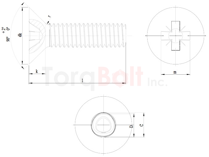 DIN 7500M Pozi Countersunk Thread Rolling Screws