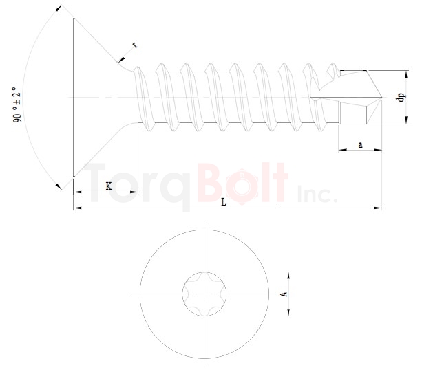 DIN 7504O Hexalobular Countersunk Self Drilling