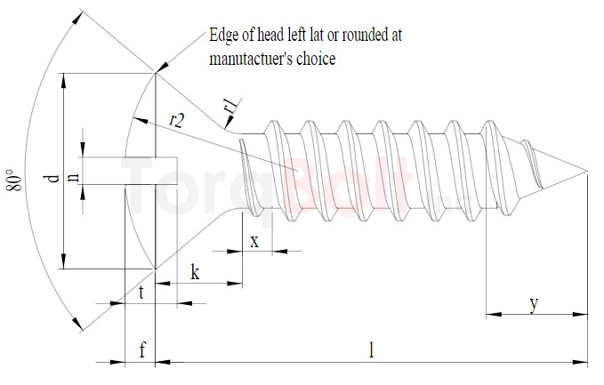 DIN 7973C Slot Raised Countersunk AB Self Tapping Screws