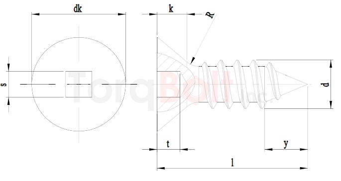 DIN 7982C Square Drive Countersunk Self Tapping Screws