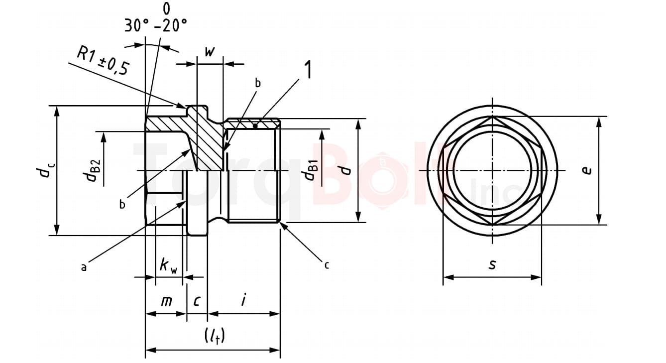 Screw plug dimensions (type L, light-duty)