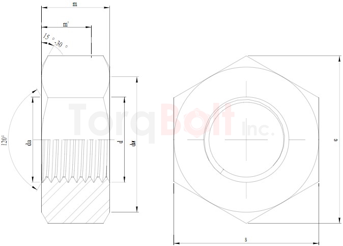 DIN 934 Fine Thread Hexagon Full Nuts