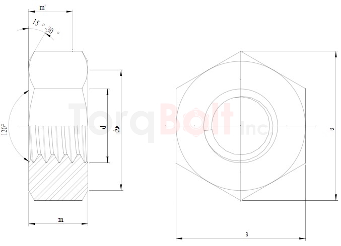 DIN 934 Left Hand Thread Hexagon Full Nuts