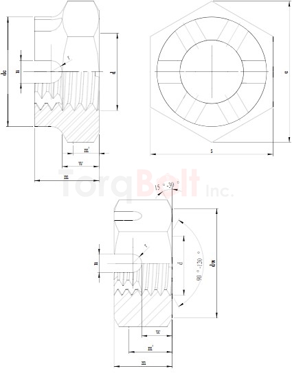 DIN 937 Hexagon Castle Nuts Thin Type