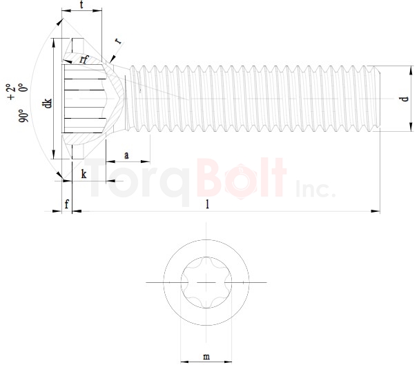 DIN 966TX Hexalobular Raised Countersunk Machine Screws