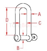 Long D Shackle w/ Captive Pin