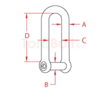 Long D Shackle w/ No Snag Pin