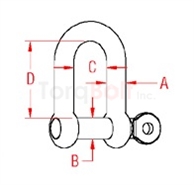 Straight D Shackle w/ Captive Pin