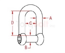 Straight D Shackle w/ No Snag Pin