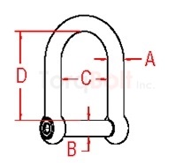 Wide D Shackle w/ No Snag Pin