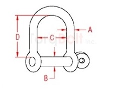 Wide D Shackle w/ Screw Pin