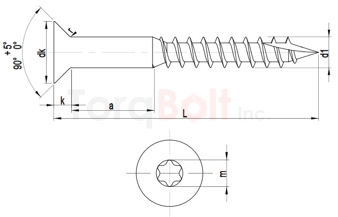 Hexalobular Countersunk Cutting Tip Chipboard Screws