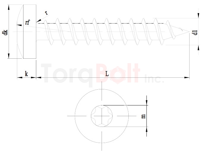 Hexalobular Pan Chipboard Screws Full Thread