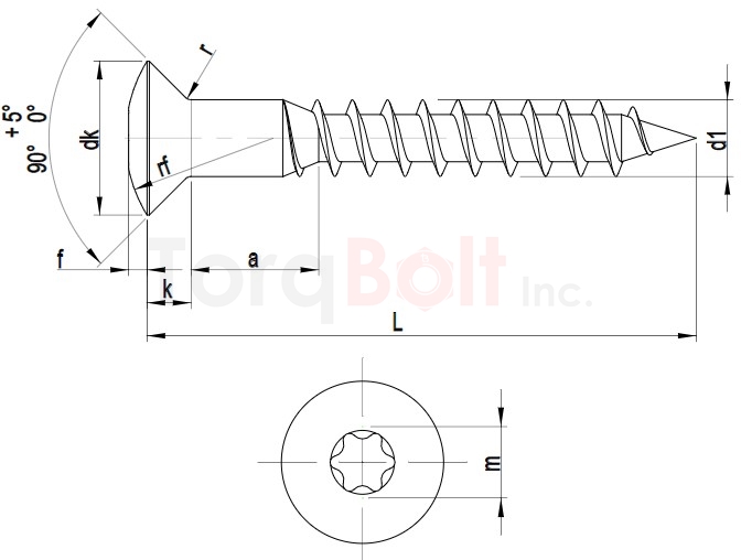 Hexalobular Raised Countersunk Chipboard Screws