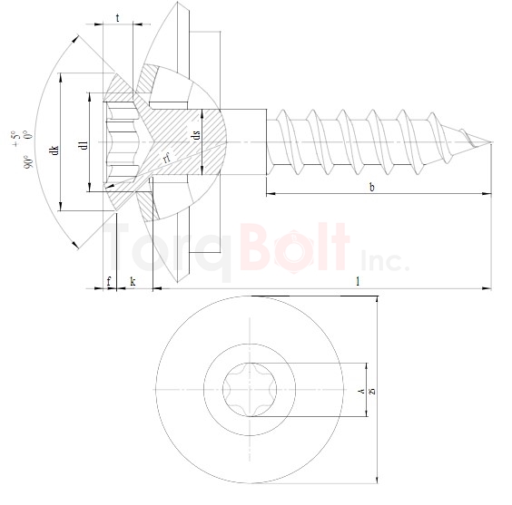 Hexalobular Raised Countersunk Woodscrews 25mm Sealing Washer