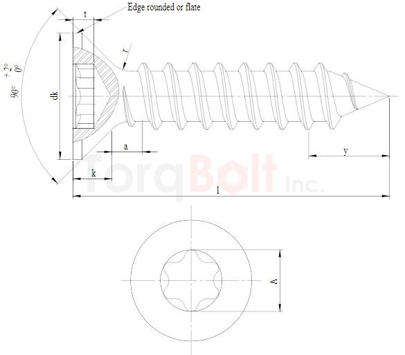 ISO 14586 Hexalobular Countersunk AB Self Tapping Screws