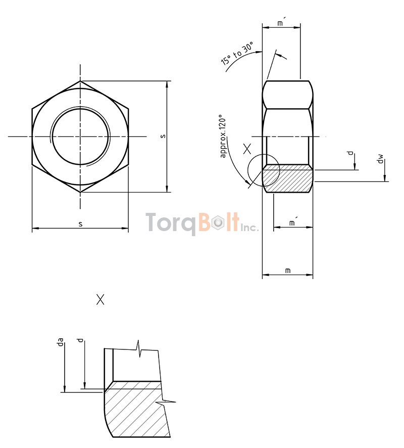 ISO 4775 Hex Nuts With Large Across Flats Dimensions Standards ...