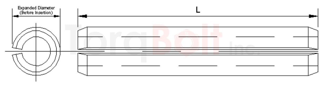 Slotted Spring Pins Drawing