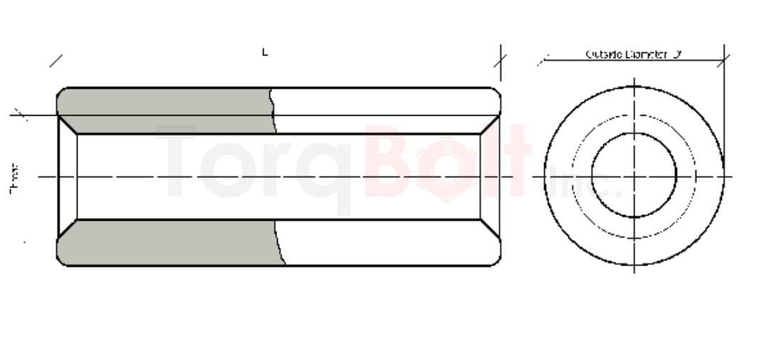 Round Threaded Spacer Size Range